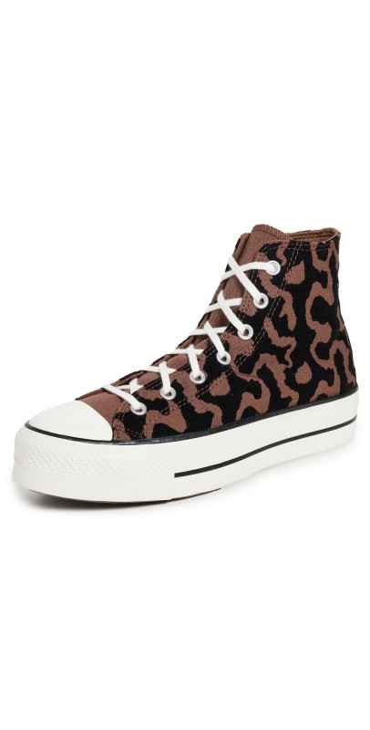 Converse Chuck Taylor All Star Lift Platform Leopard Remix Sneakers Bear Nap/Black/Egret