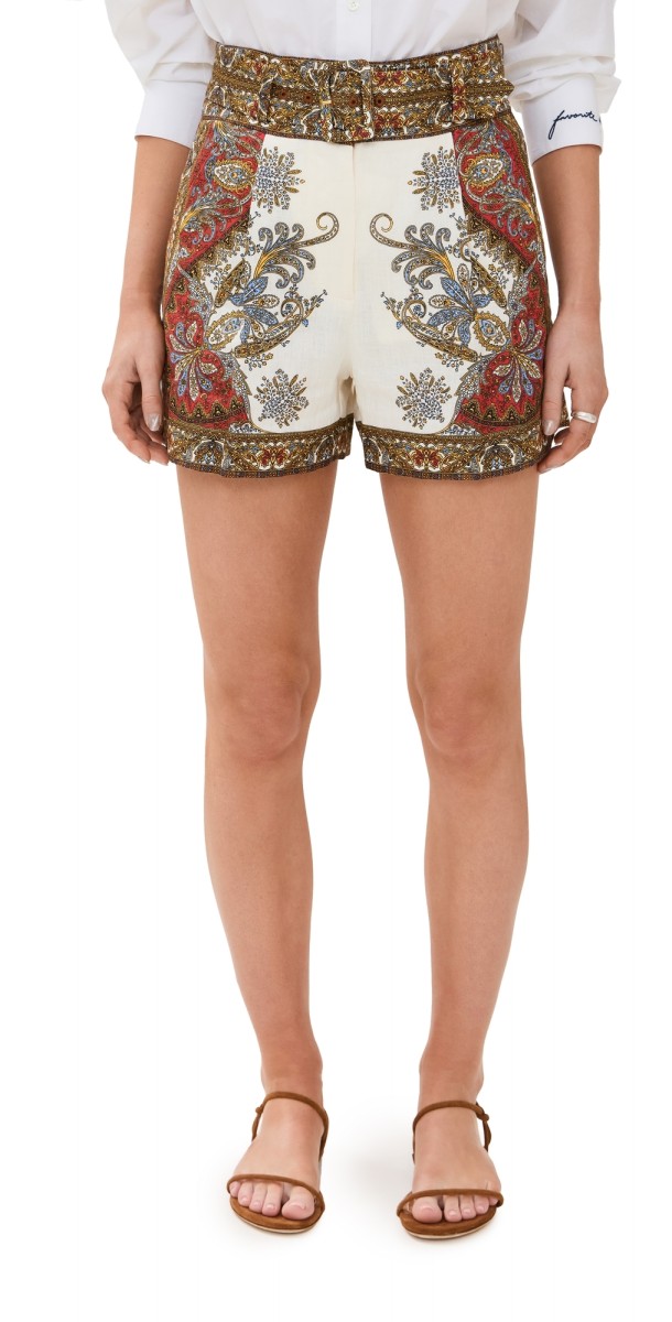 Veronica Beard Hobbes Shorts Dove/Red Multi