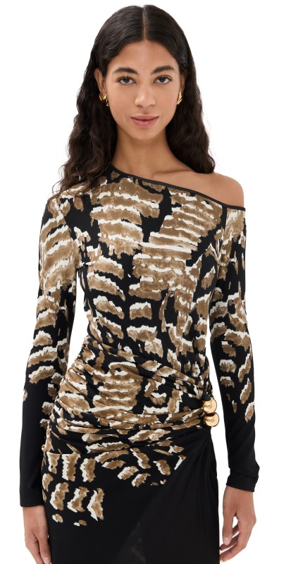 Silvia Tcherassi Sabra Blouse Black Abstract Animal Print