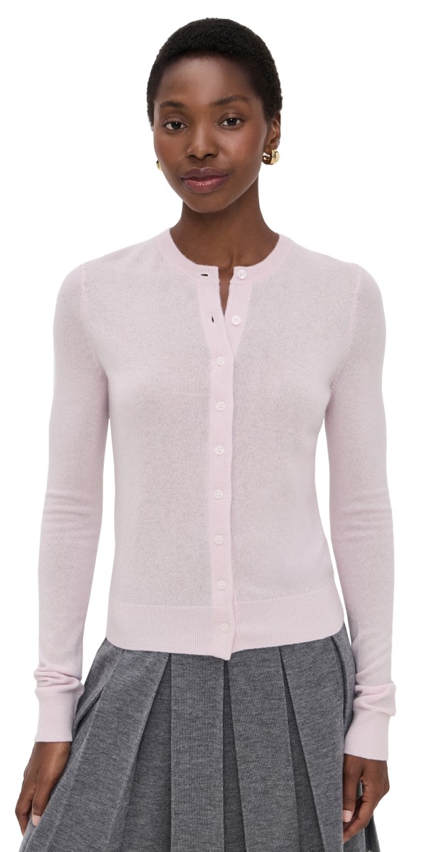 Reformation Farren Cashmere Crew Cardigan Foxglove