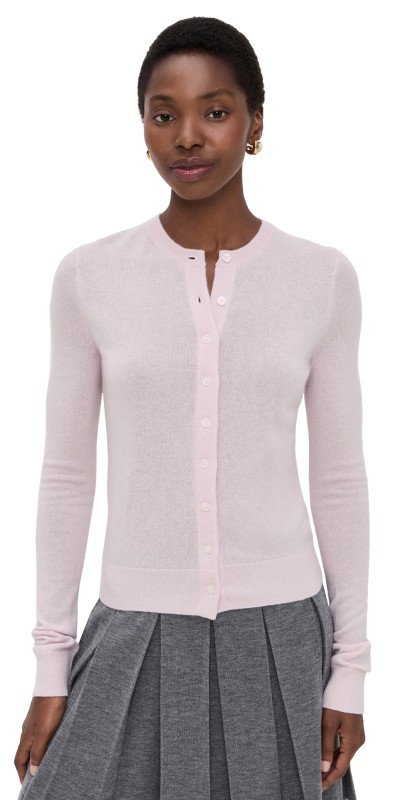 Reformation Farren Cashmere Crew Cardigan Foxglove
