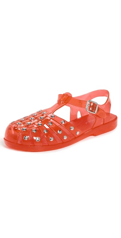 Intentionally Blank Ellery Studded Jelly Sandals Cherry