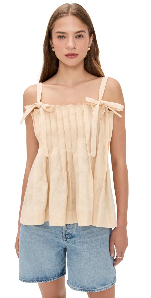 VRG GRL Yasmin Linen Top Custard