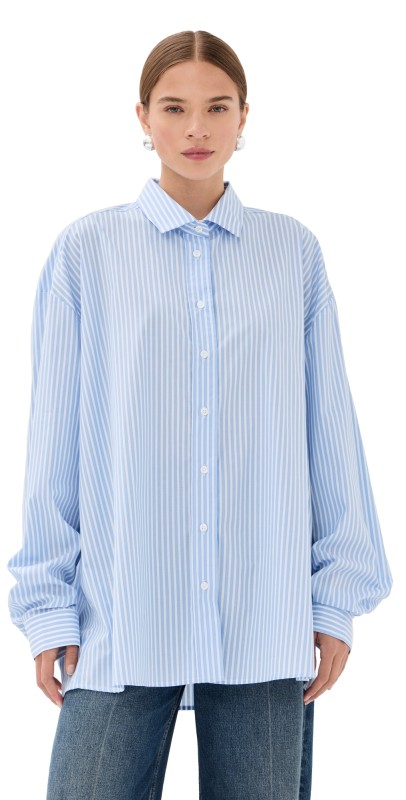 Stella Jean Striped Button Down Blue/White Stripe