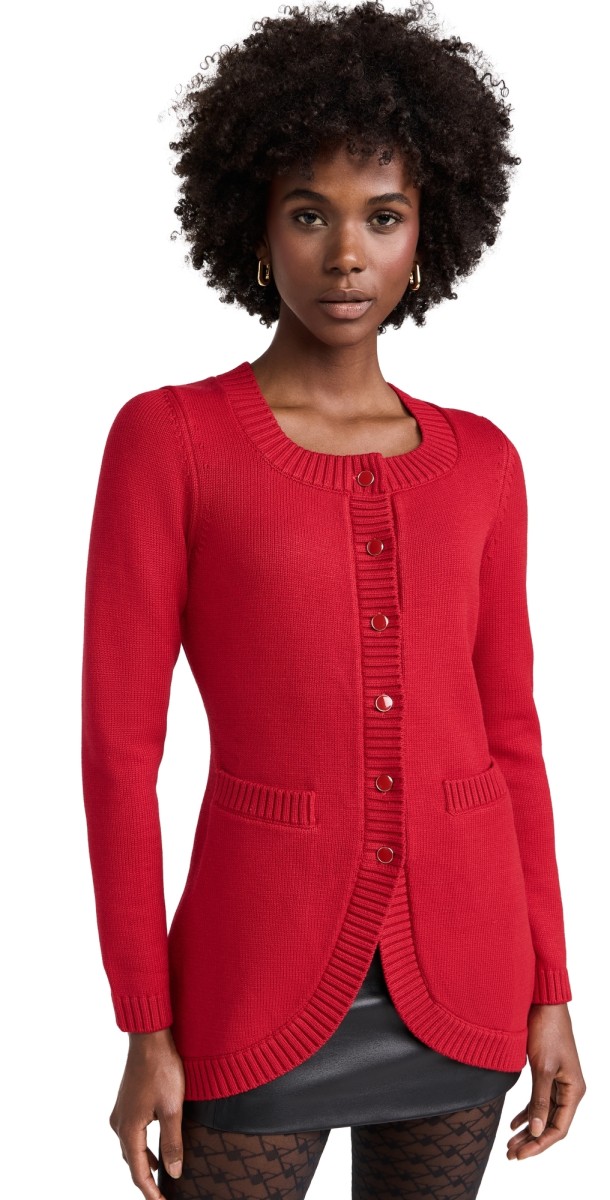 POSSE Sabrina Long Sleeve Cardigan Ruby