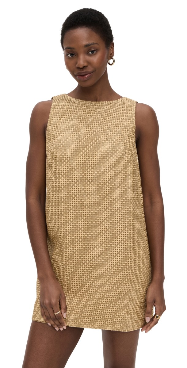 SIMONMILLER Sina Raffia Mini Dress Straw/Tan