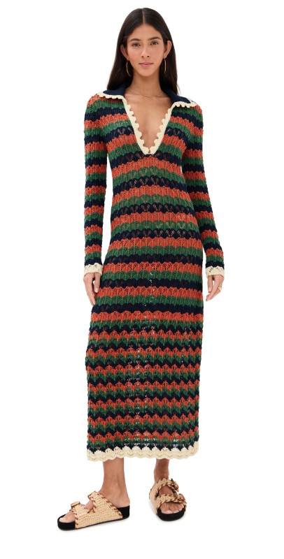 La DoubleJ Perry Knit Dress Multicolor Rust/Military Green