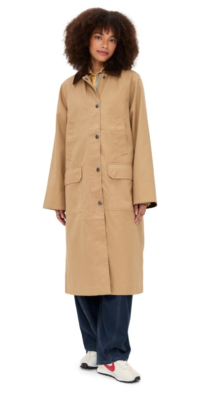 Alex Mill Lillian Coat In Twill Gaberdine Khaki