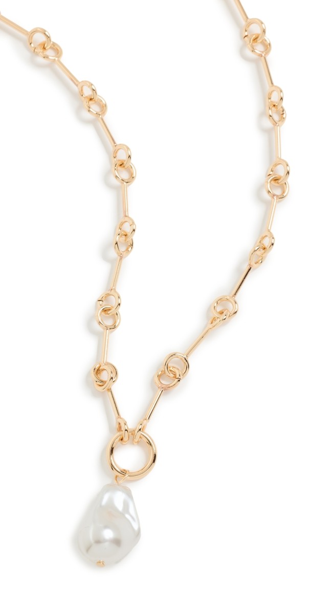 Argento Vivo G Pearl Drop Link Necklace Gold