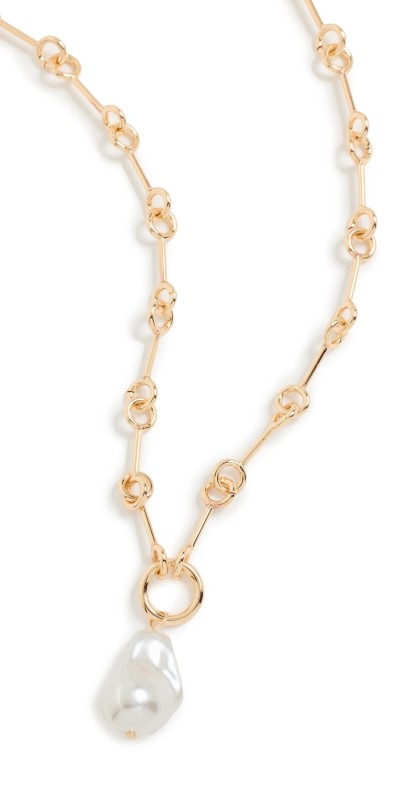 Argento Vivo G Pearl Drop Link Necklace Gold