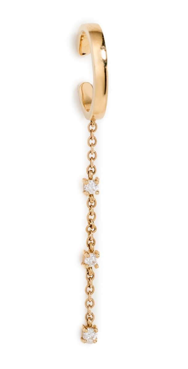 Isa Grutman 14k Diamond Chain Ear Cuff Yellow Gold