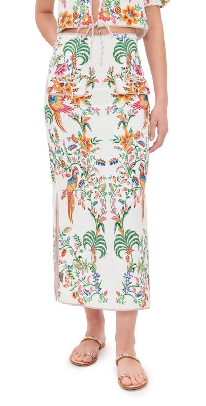 FARM Rio Delicate Forest Midi Skirt Delicate Forest Scarves Off White
