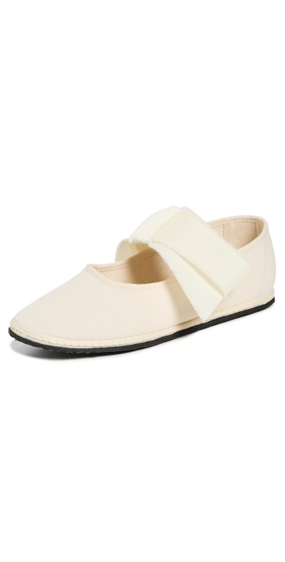 ViBi VENEZiA Cotton Mary Jane Maxi Bow Flats Ecru