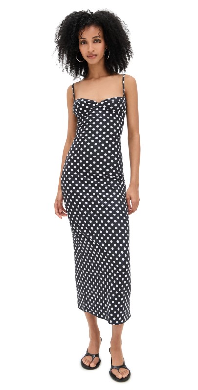 Miaou Florence Dress Black And White Polka Dot