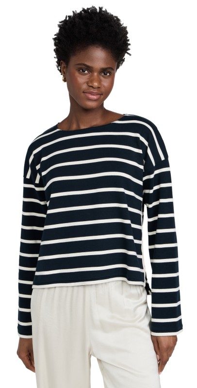 La Ligne Breton Long Sleeve Tee Navy/Ecru