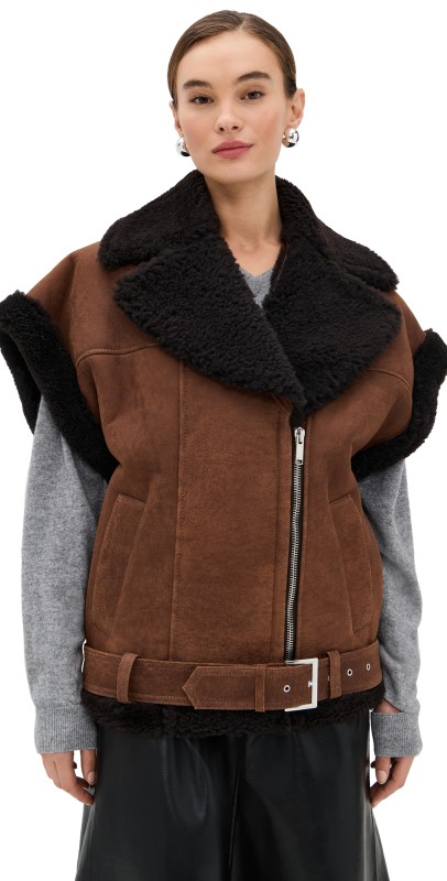 HALFBOY Aviator Shearling Vest Cookie