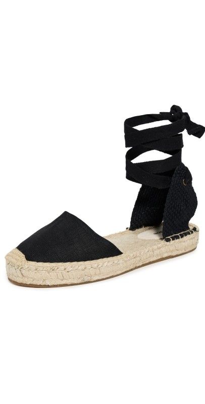 Soludos Lauren Lace Up Espadrilles Noche Black