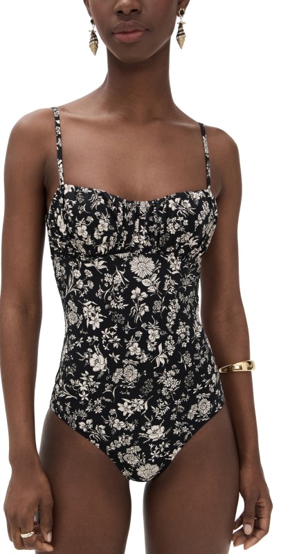 Ulla Johnson Dalila Ruched Maillot Midnight Bloom