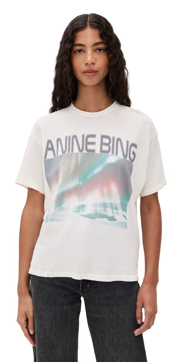 ANINE BING Cade Northern Lights Tee Off White