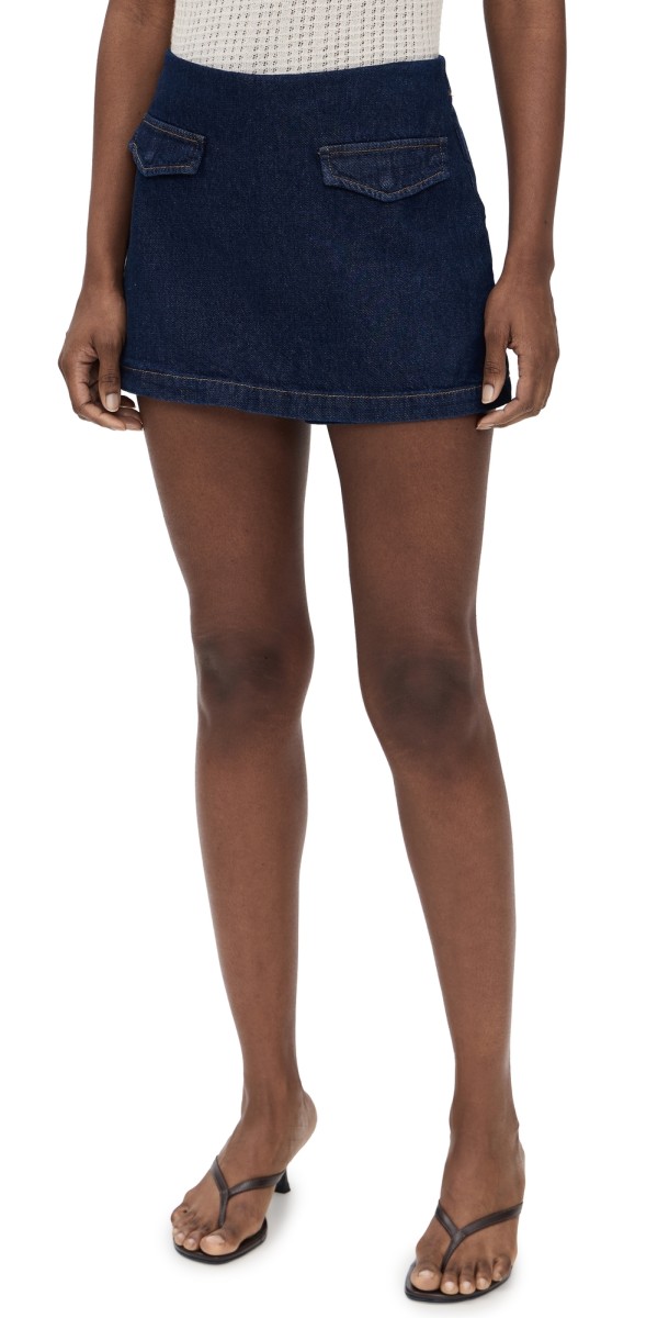 Reformation Imogen High Rise Denim Skort Marion