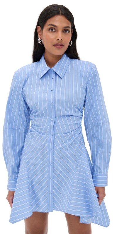 AKNVAS Deena Striped Button Down Dress Sky Blue Stripe