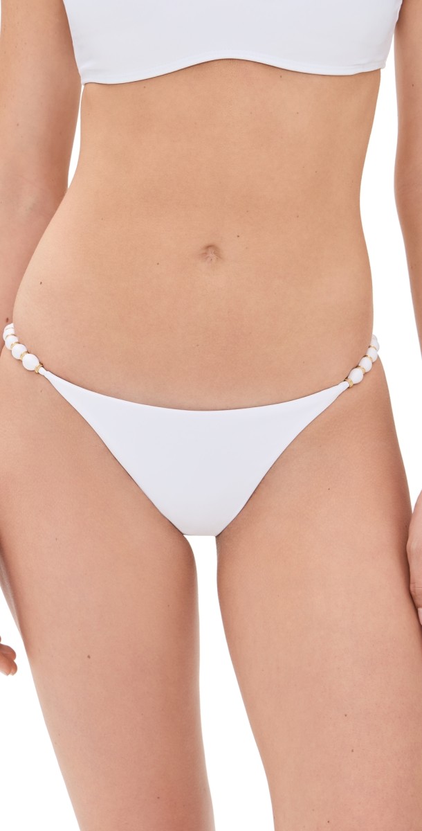 ViX Paula Hermanny Beads Full Bikini Bottoms White