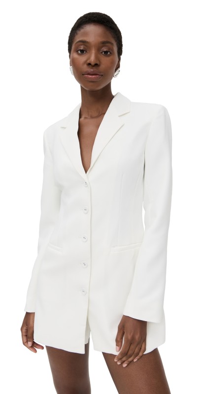 Amanda Uprichard Peralta Blazer Romper Ivory