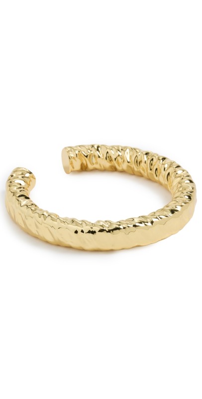 By Adina Eden Molten Texture Gold Cuff Bangle Gold