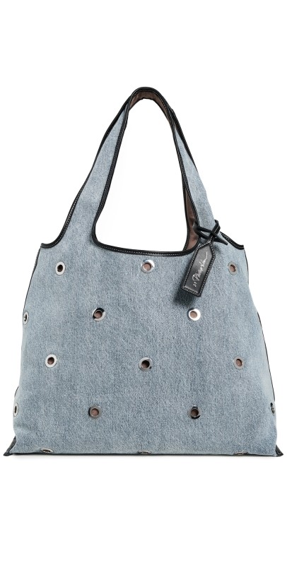 3.1 Phillip Lim Denim Market Tote with Grommets Washed Indigo