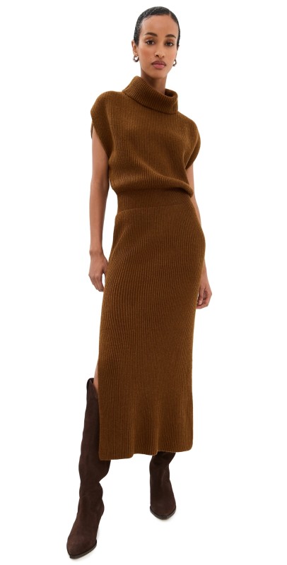 Splendid Marigold Sweater Dress Dark Saddle