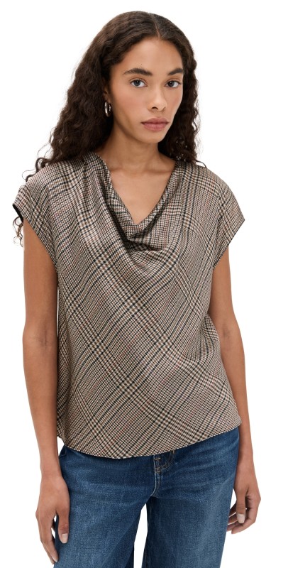 Vince Pressed Plaid Blouse Multi Plaid