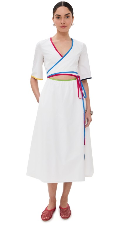 Rosie Assoulin Ribbon Wrap Dress White
