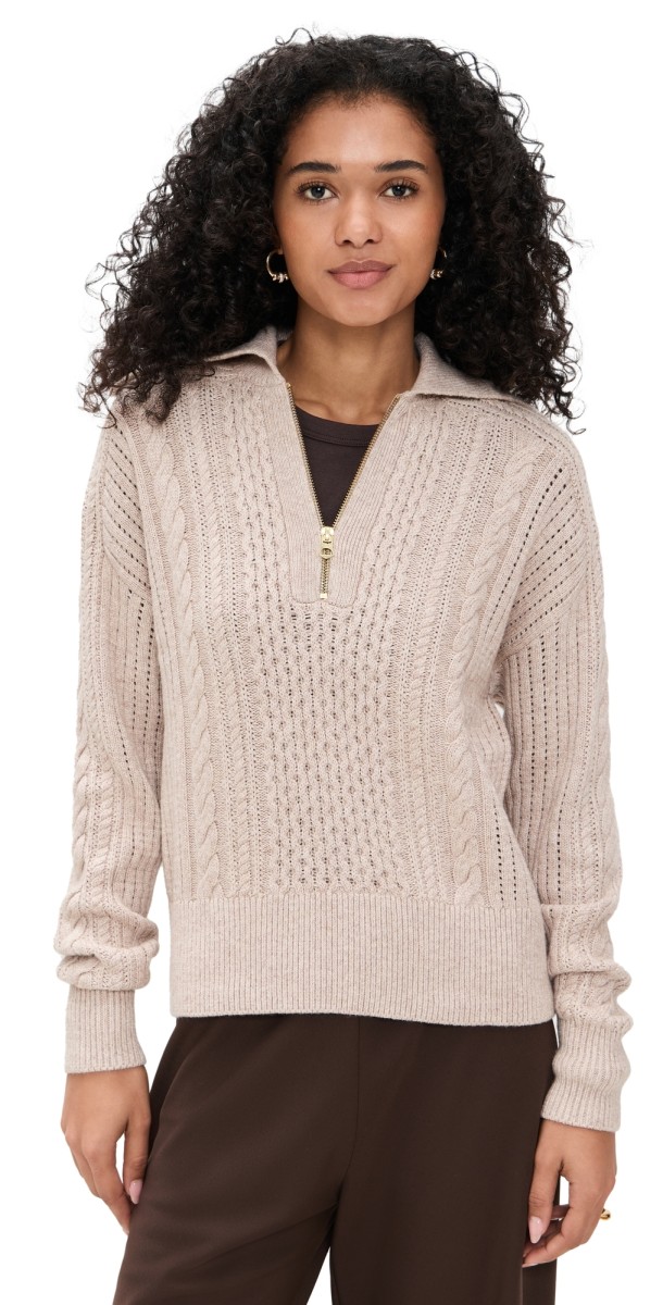 Varley Camello Cable Half Zip 2.0 Parchment