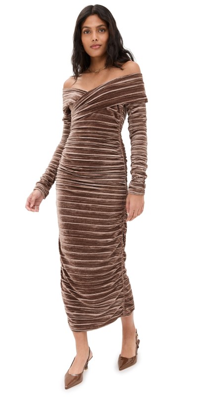 Sabina Musayev Delphinus Velvet Dress Brown