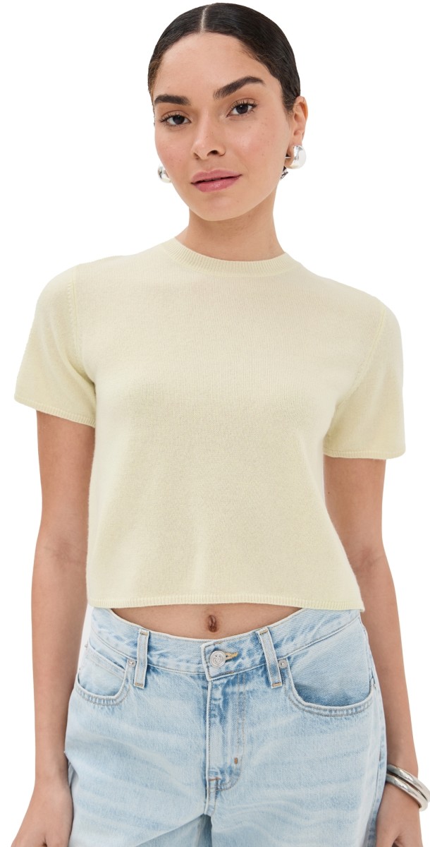 Sablyn Charleston Relaxed Cashmere Crew Neck Tee Pale Citron