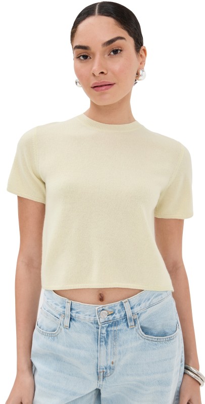 Sablyn Charleston Relaxed Cashmere Crew Neck Tee Pale Citron