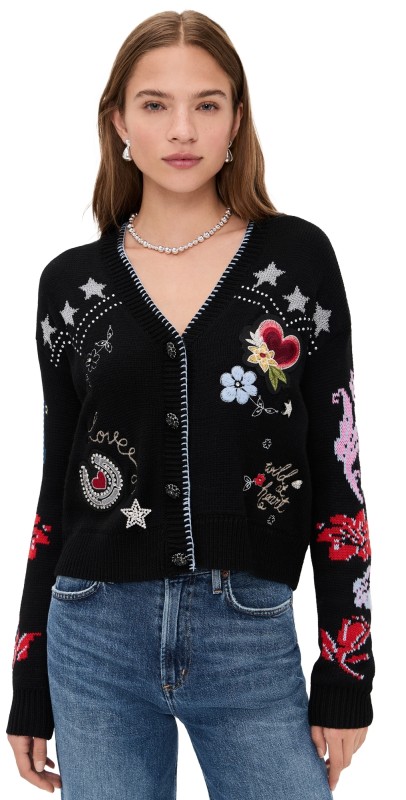 Cinq à Sept Western Collage Cardigan Black multi