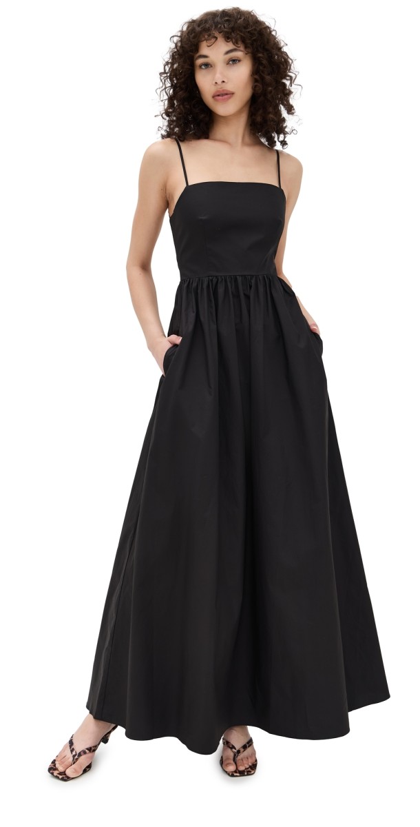 Susana Monaco Poplin Lace Up String Maxi Dress Black