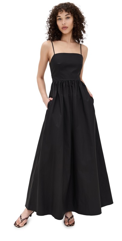 Susana Monaco Poplin Lace Up String Maxi Dress Black