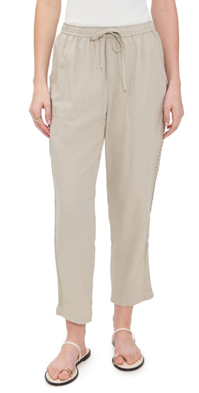 Splendid Angie Straight Crochet Pants Fawn