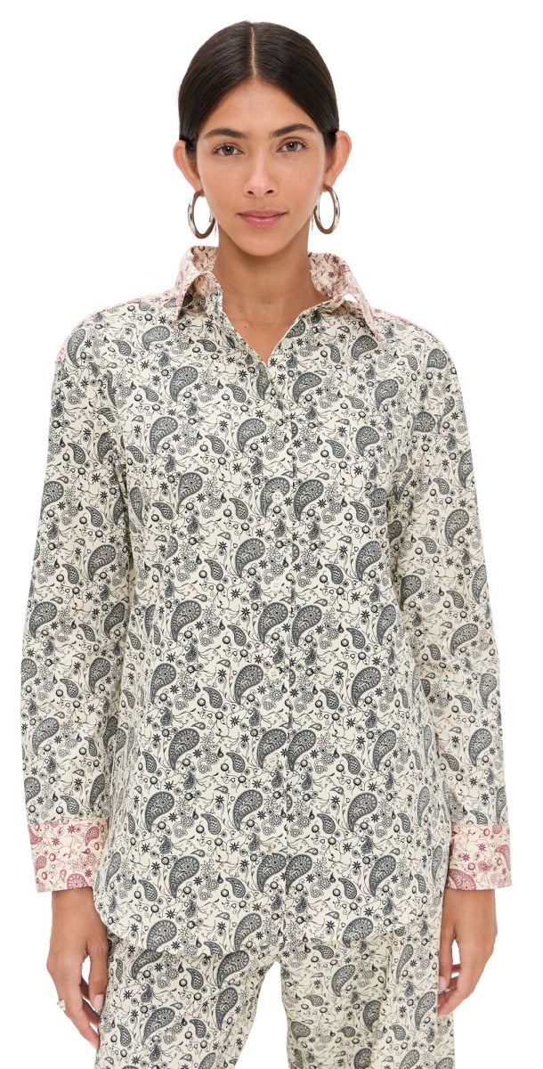 LE BOP Cecilia Paisley Button Down Black Paisley