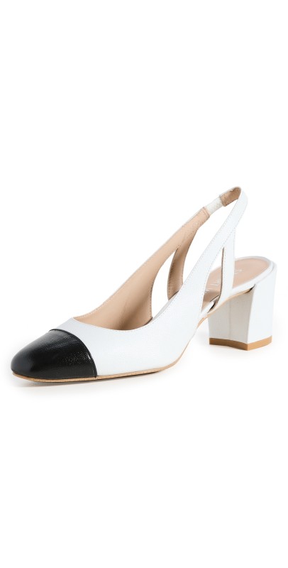Stuart Weitzman Sleek Slingbacks White/Black