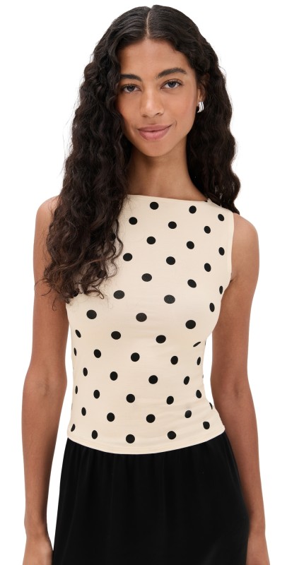 Reformation Dusk Knit Top Sundae Dot