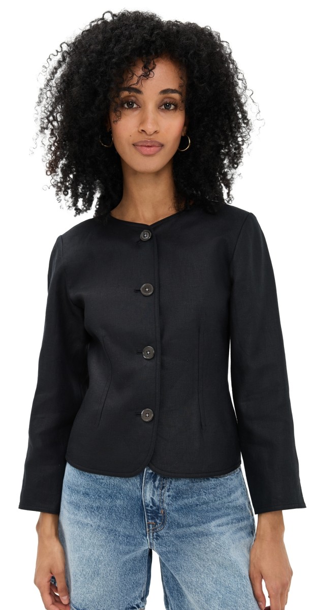 Alex Mill Lena Blazer In Linen Black
