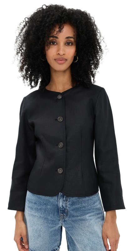 Alex Mill Lena Blazer In Linen Black