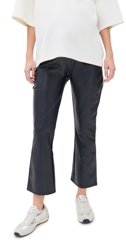 HATCH The Vegan Stretch Leather Crop Flare Pants Ink