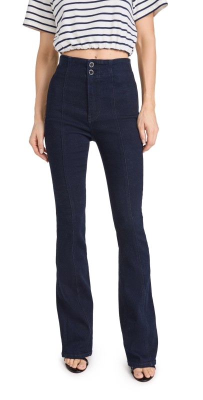 Veronica Beard Jean Beverly High Rise Skinny Flare Jeans Indigo Rinse