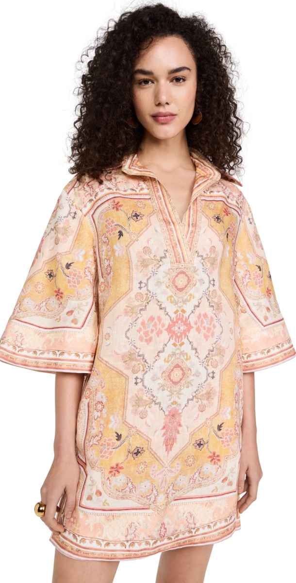 Zimmermann Wylie Tunic Dress Mustard Multi