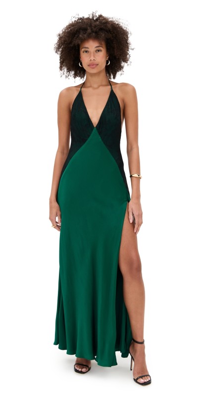 BARDOT Estrella Halter Maxi Dress Emerald Gr