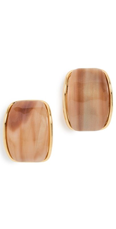 By Adina Eden Colored Curved Stone Bezel Stud Earrings Orang